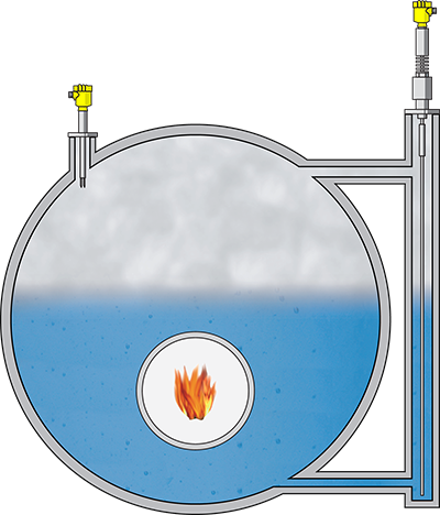Misura di livello e rilevamento della soglia di livello nel tamburo del vapore