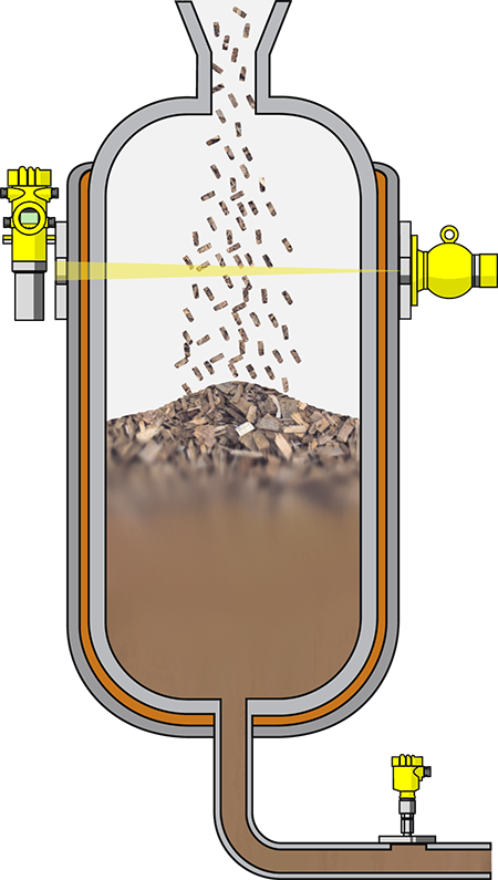 Rilevamento della soglia di livello e misura di pressione nel bollitore per cellulosa