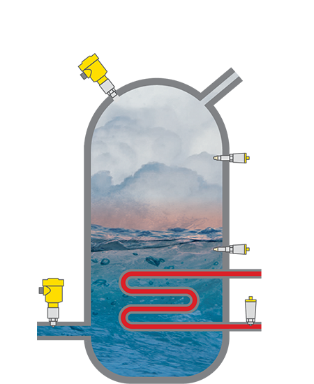 Misura di pressione e rilevamento di soglia di livello nel separatore di vapore